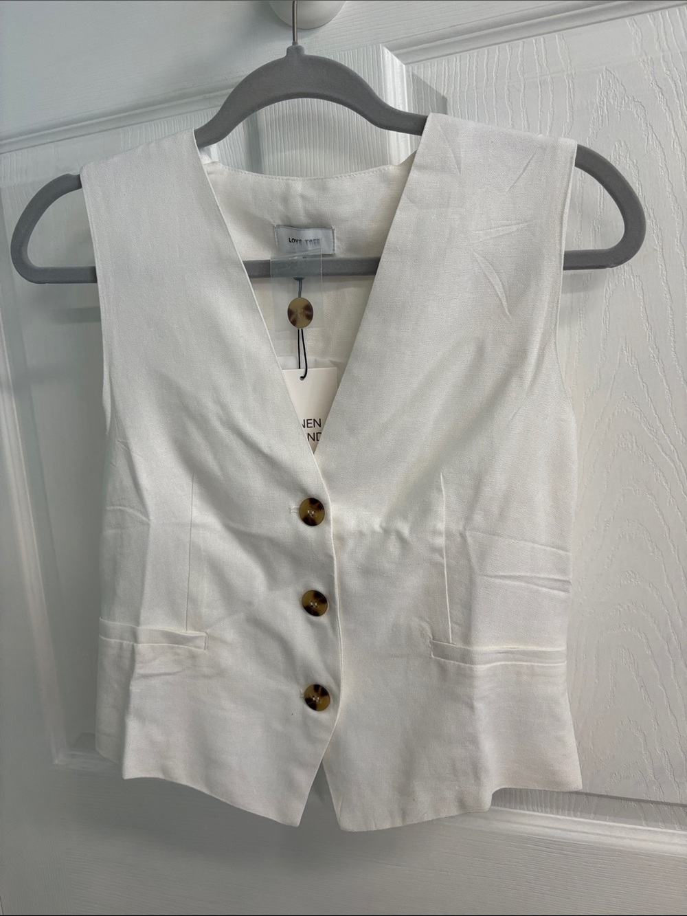 Love Tree White Linen Blend Top